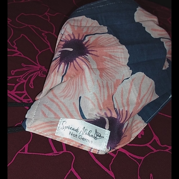 Acacia Hibiscus custom cloth face mask blue pink swimwear OS - Picture 5 of 7